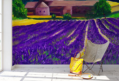 Umelecké fototapety, Maľované levandule, lavender field 
